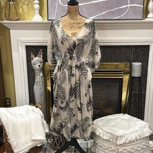 Kona Sol Black and White Palm Leaf Swim Coverup